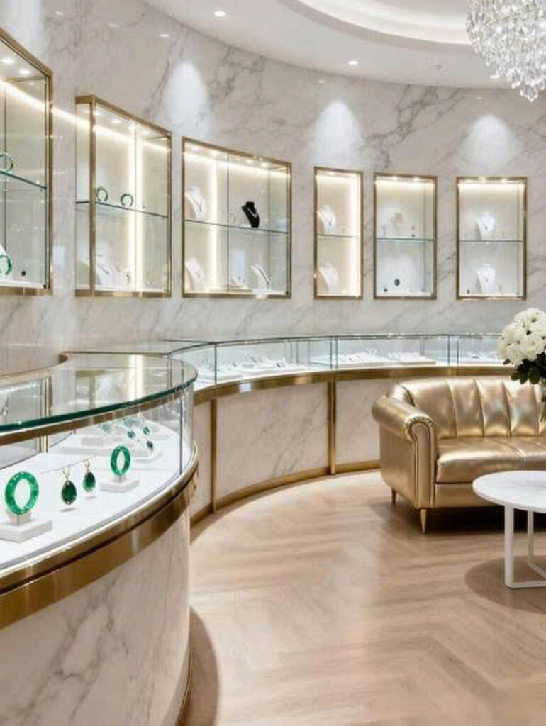 Mẫu tủ trưng bày trang sức âm tường SL-WC-007