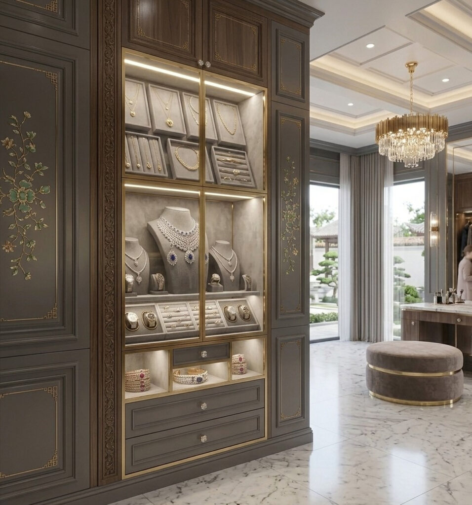 Tủ trưng bày trang sức âm tường SL-WC-008 mini