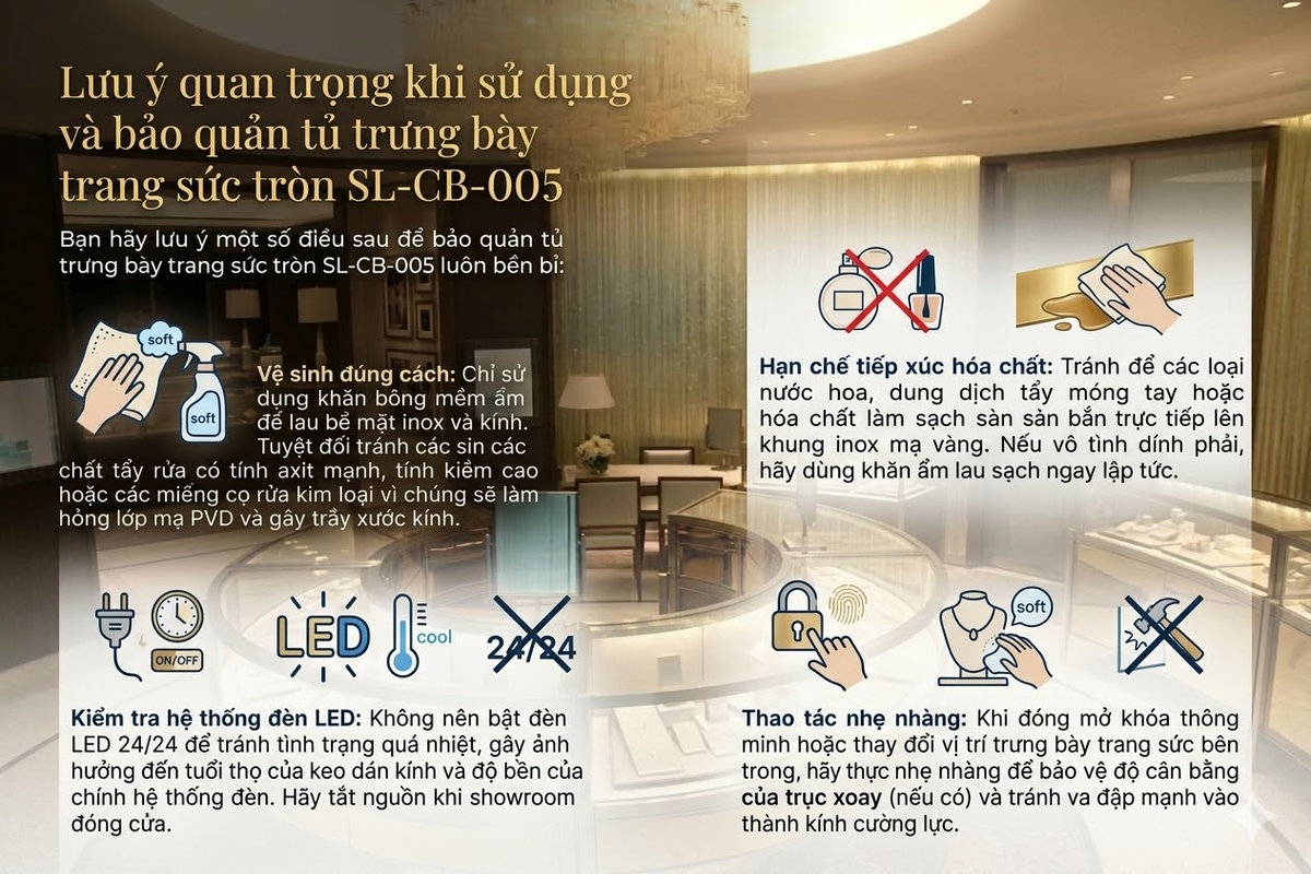 Tủ trưng bày trang sức tròn SL-CB-005 chất lượng