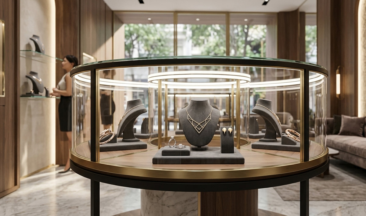 Địa chỉ bán tủ trưng bày trang sức tròn SL-CB-007 uy tín