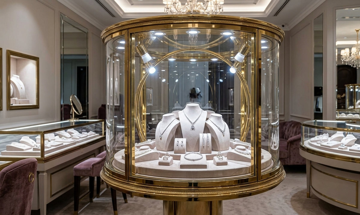 Tủ trưng bày trang sức tròn SL-CB-007 chất lượng