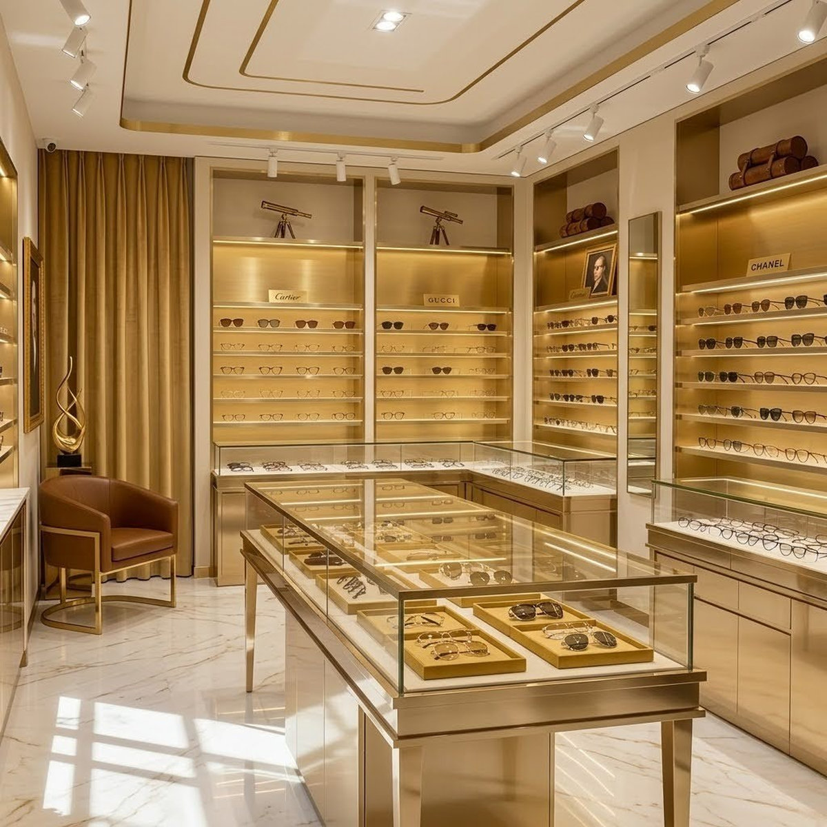 Mẫu tủ trưng bày kính mắt đẹp mắt