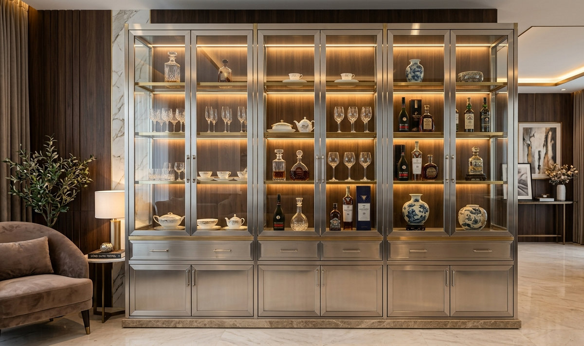 Tủ kính inox mua ở đâu?