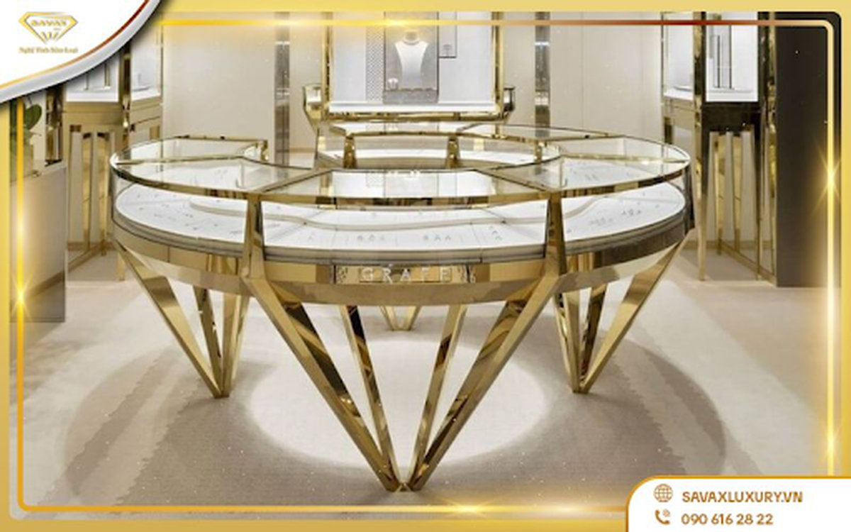 chất liệu chọn màu sắc làm biểu hiện tiệm trang sức