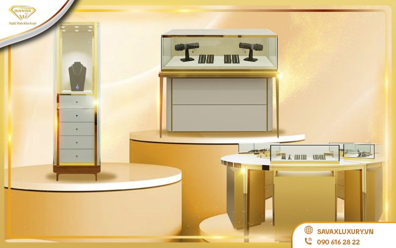 Kệ tủ quà lưu niệm inox mạ PVD
