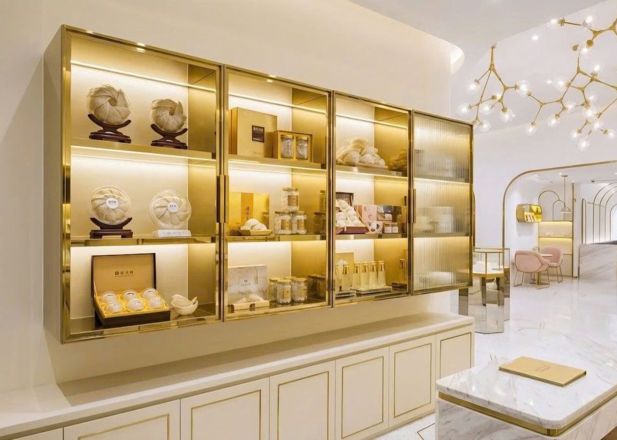thiết kế tủ trưng bày yến lưới