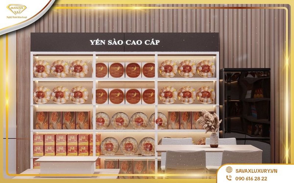 thiết kế tủ trưng bày yến theo mô hình