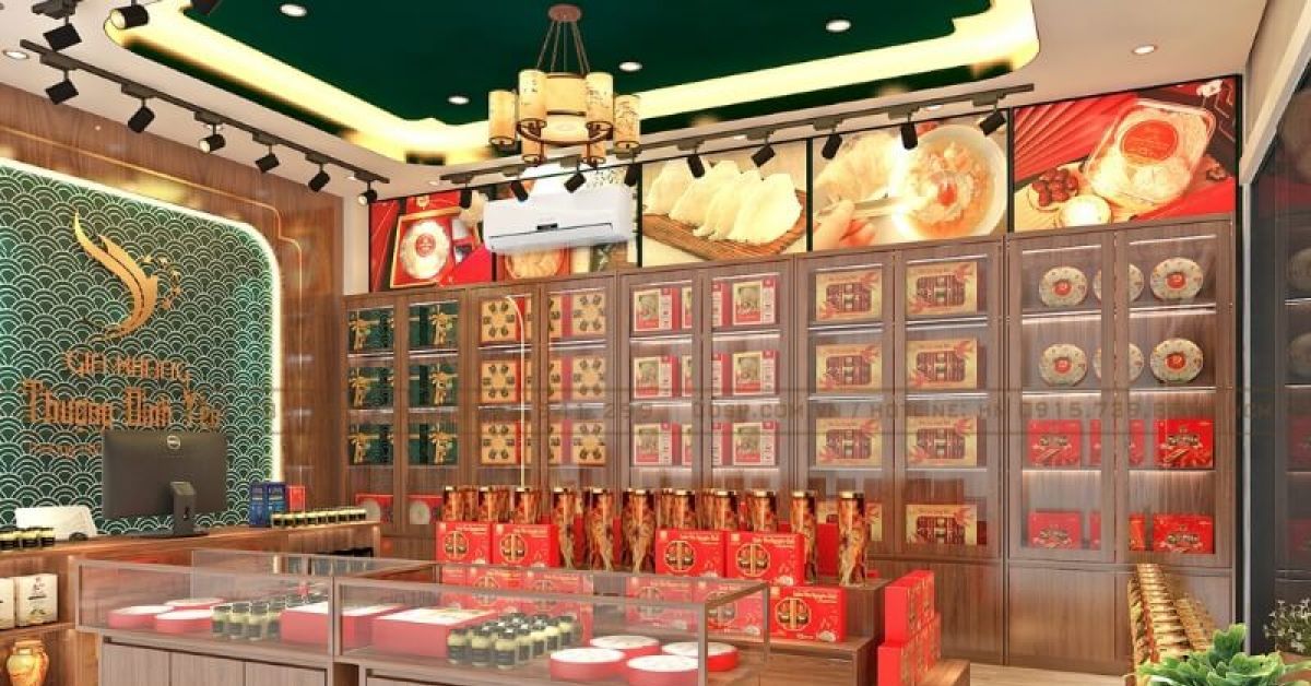thiết kế tủ trưng bày yến trọn gói