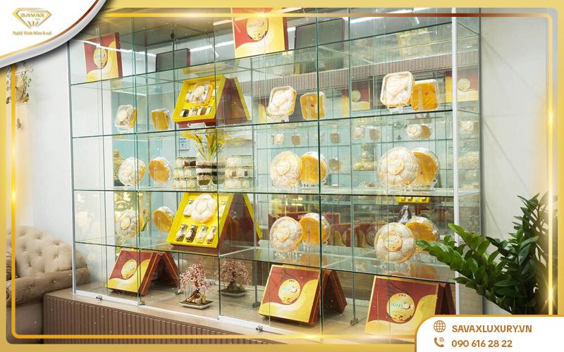 thiết kế tủ kính trưng bày yến