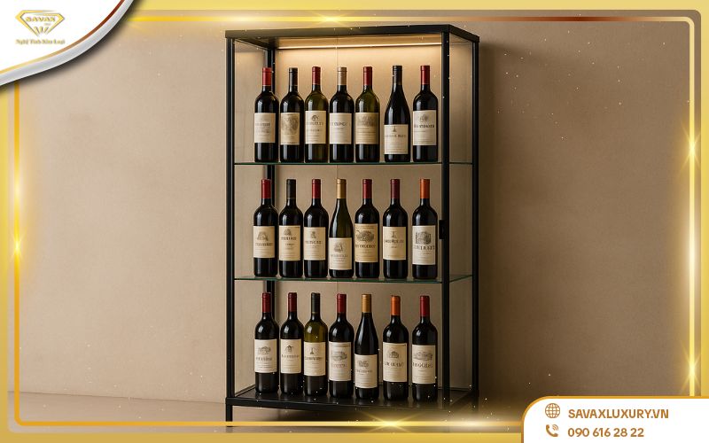 Tủ kiếng toàn phần trưng bày rượu