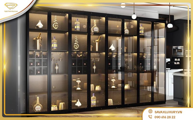 Tủ rượu trưng bày nhôm kính cao cấp