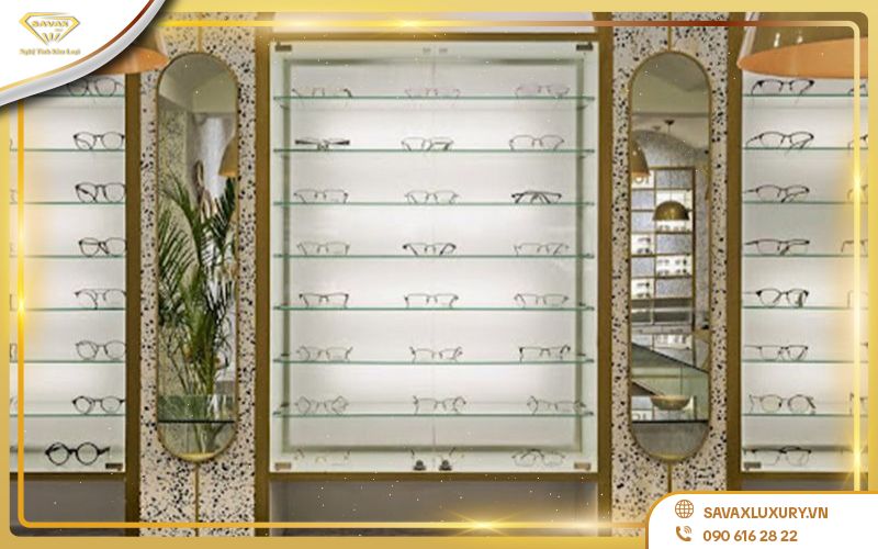 Tủ kính trưng bày mắt kính