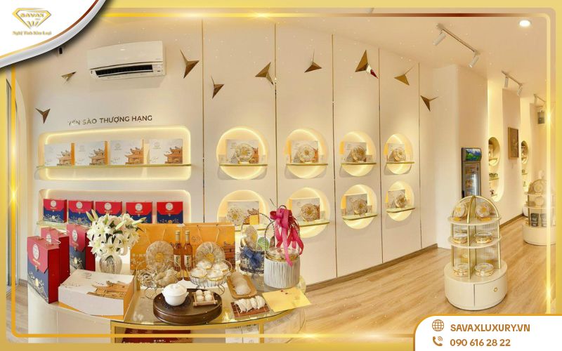 Thiết kế tủ trưng bày tổ yến mini áp tường