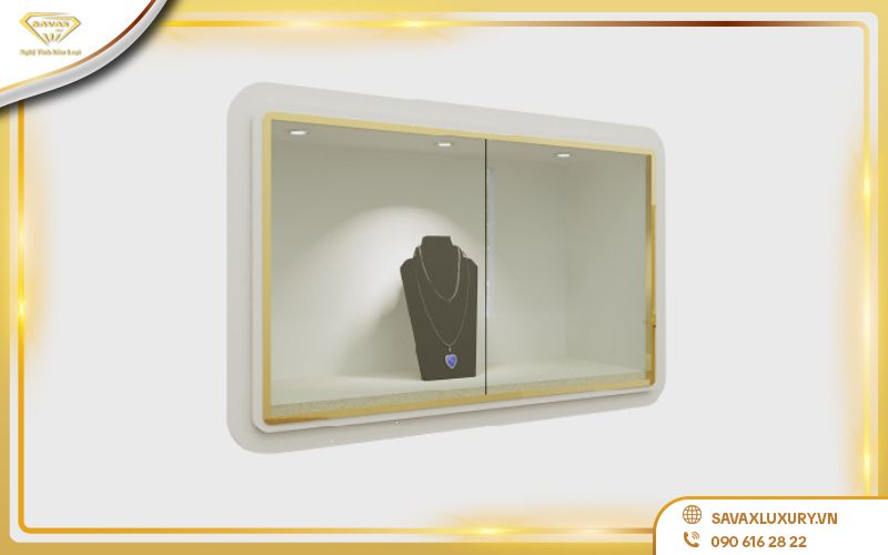 Mẫu tủ kính trưng bày bằng khen âm tường