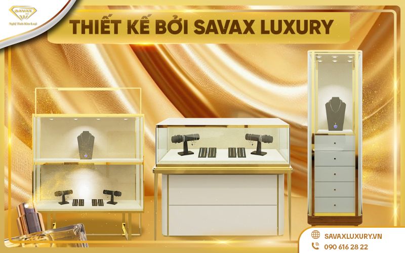Thiết kế tủ trưng bày mỹ phẩm Inox mạ vàng PVD