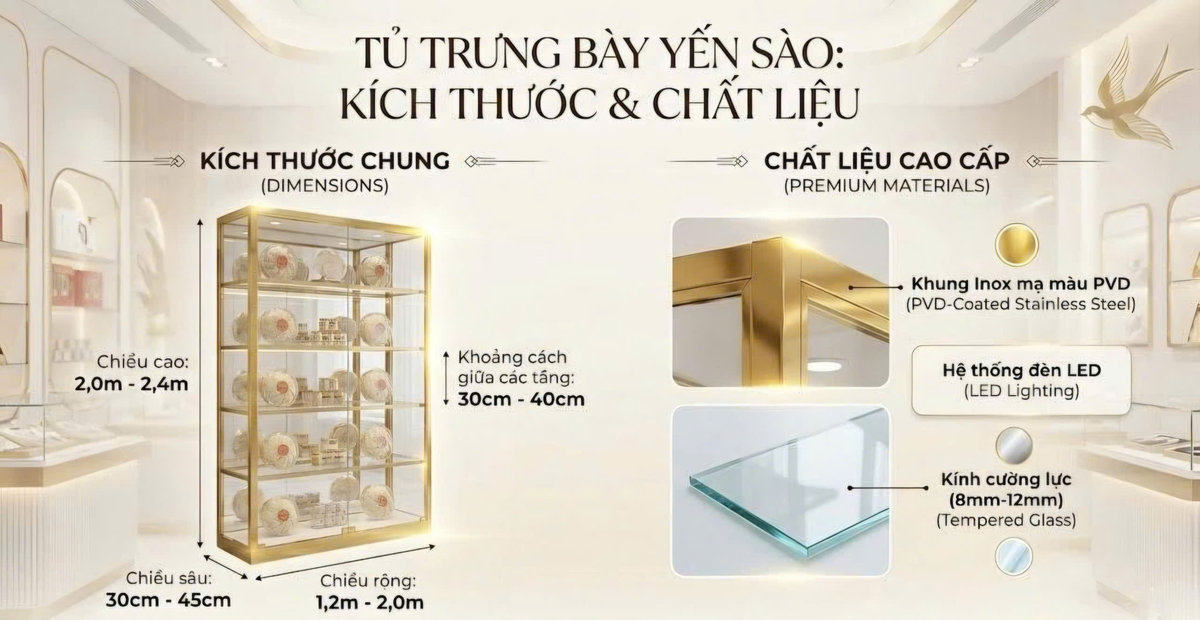 Mẫu tủ trưng bày yến sào