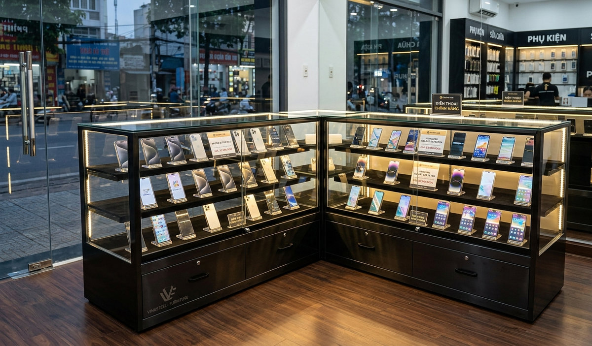 Mẫu tủ trưng bày điện thoại đẹp