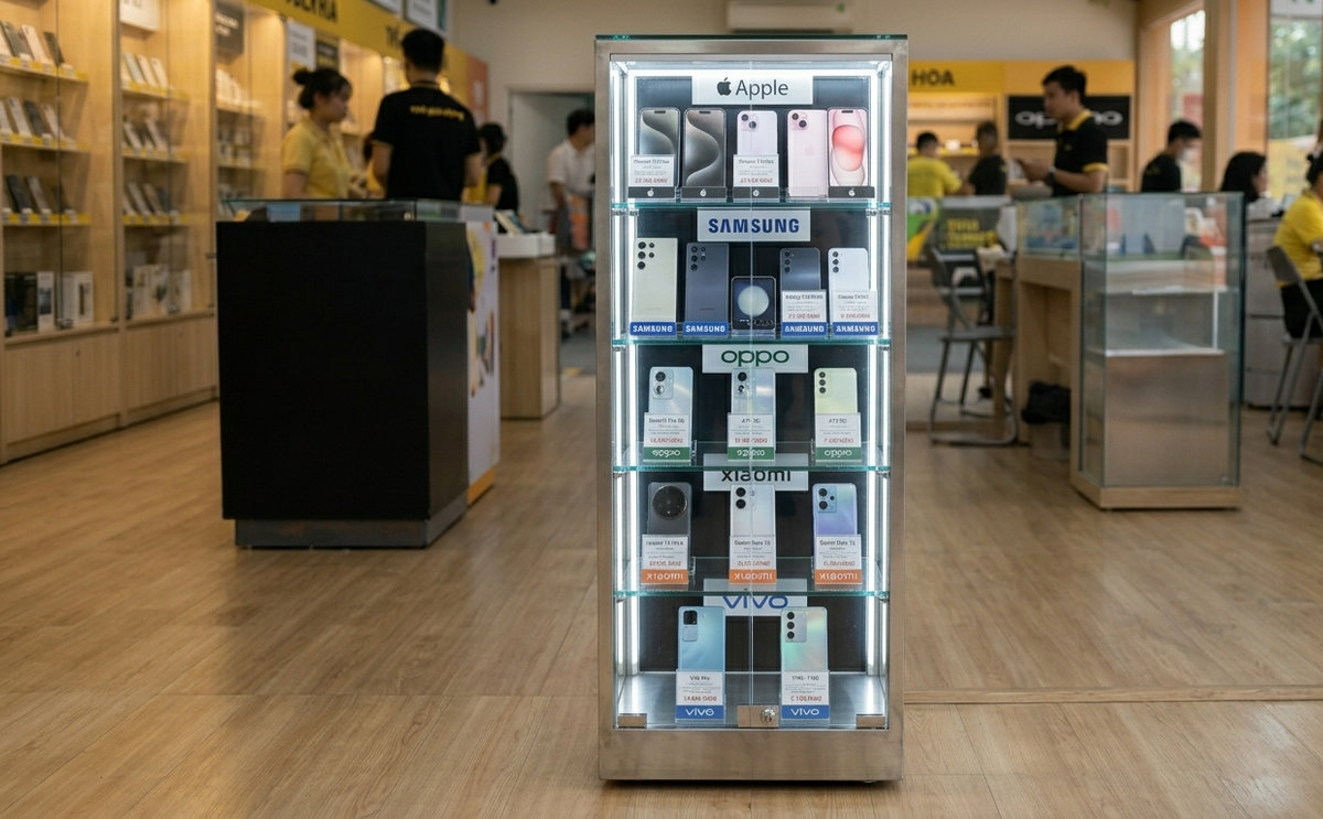 Mẫu tủ trưng bày điện thoại