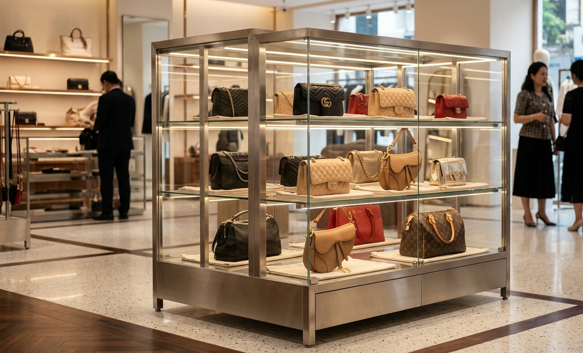 Mẫu tủ trưng bày túi xách