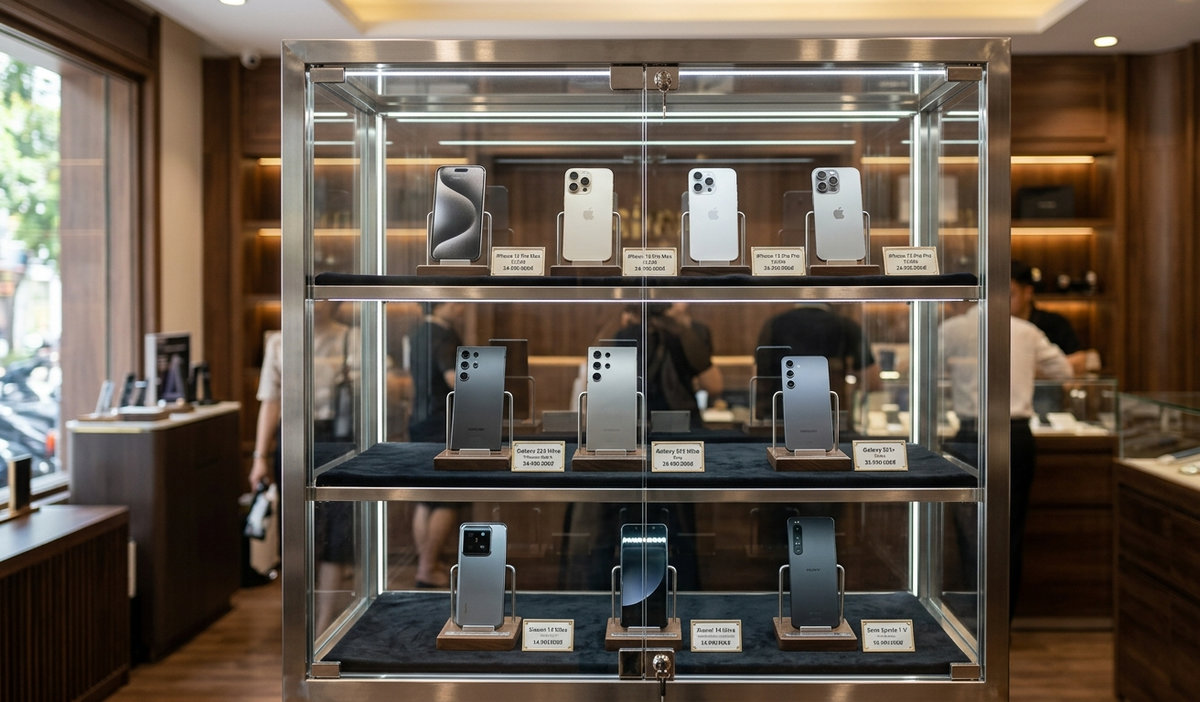 Tủ trưng bày điện thoại cao cấp