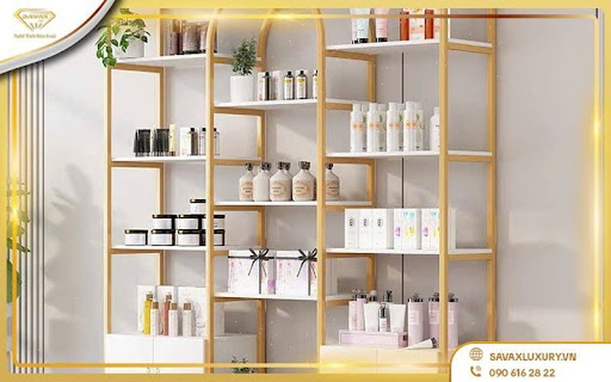 Tủ trưng bày sản phẩm Tường rào mỹ phẩm