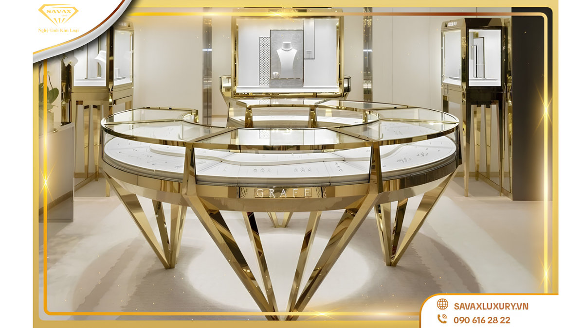 tủ trưng bày phụ kiện inox mạ màu PVD