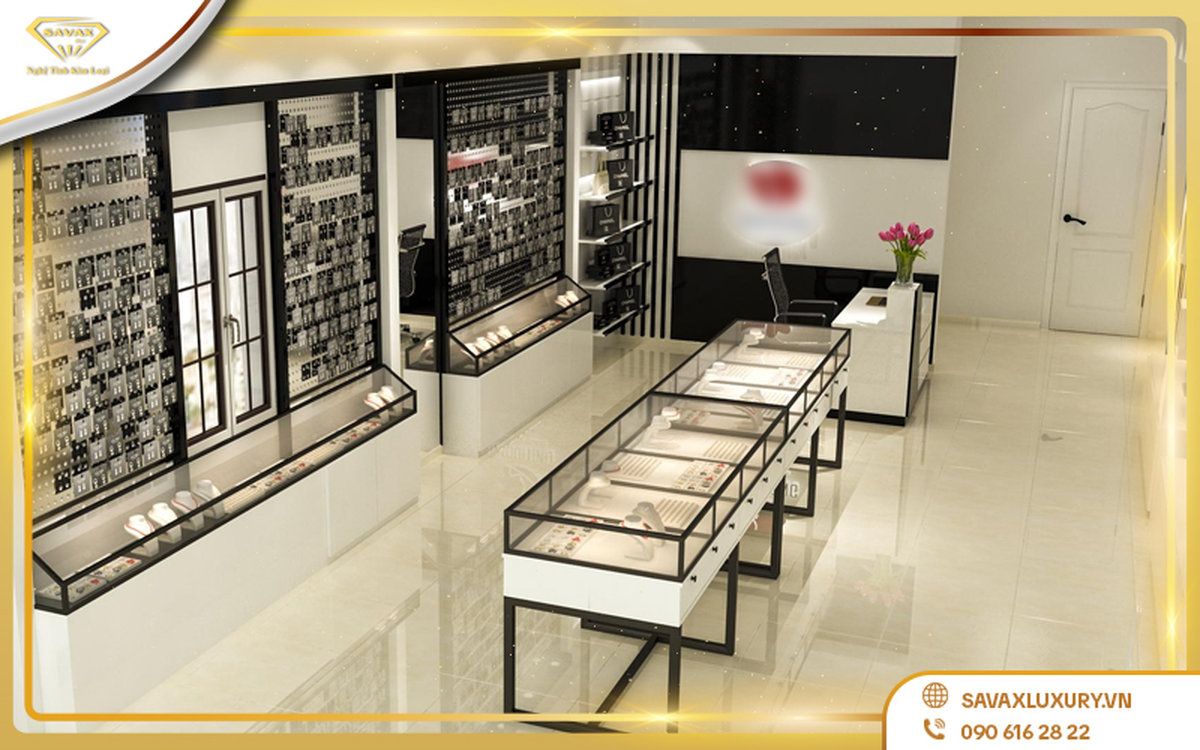 tủ trưng bày trang sức bạc