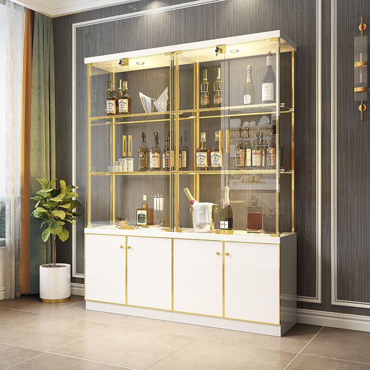 cách trưng bày tủ rượu đẹp với điểm nhấn trung tâm