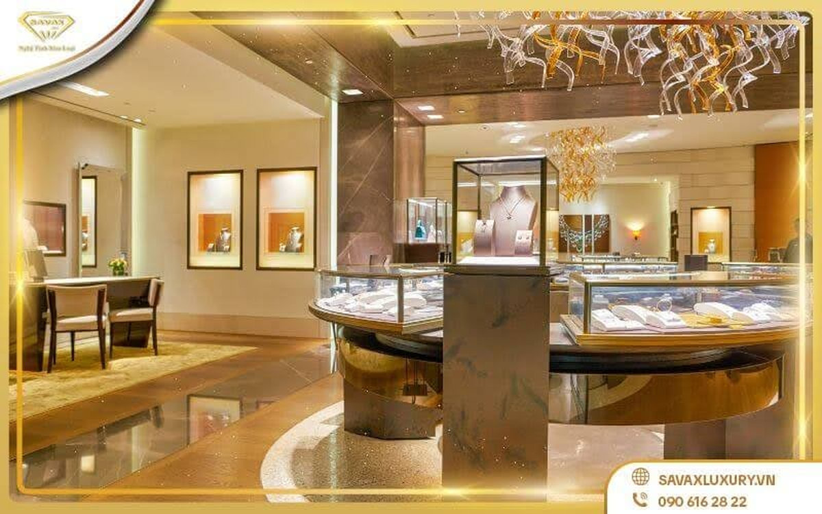 Tủ kính đèn led trưng bày trang sức